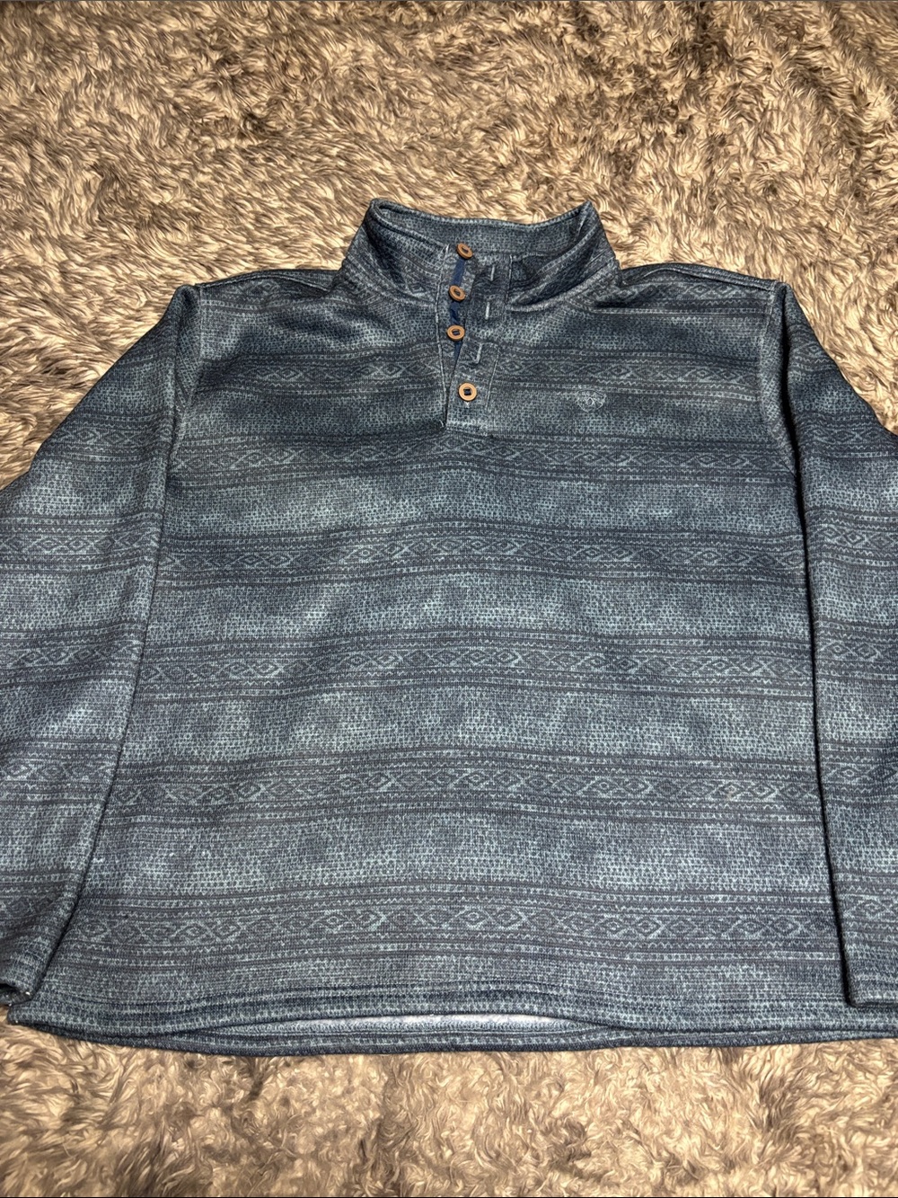 Ariat Wesley Sweater Mens XL Blue Aztec Southwestern Fleece Snap Pullover